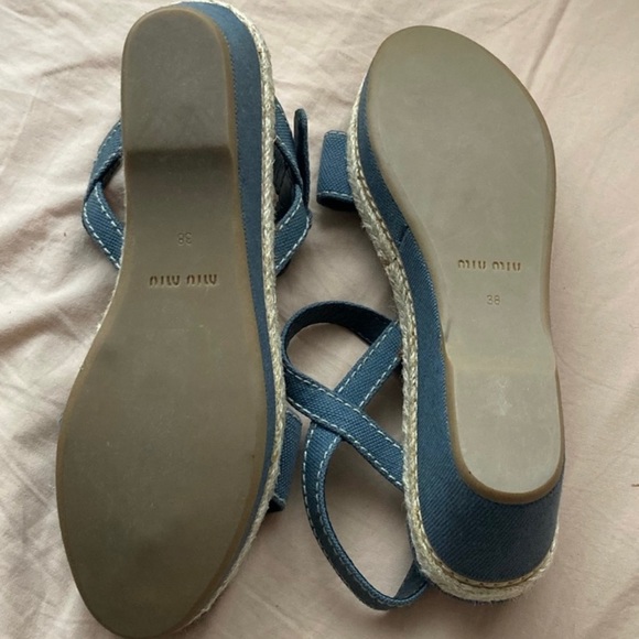 Miu Miu Canvas Platform Sandals, size EU 38 - Picture 3 of 5